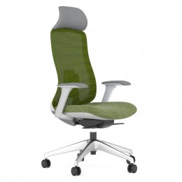 Scaun ergonomic Lido-H, prasinous, cu baza aluminiu