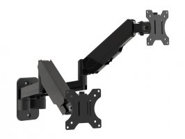Suport de perete Multibrackets pentru 2 monitoare 17″–32″, VESA 75/100, max. 2 x 8 kg, negru