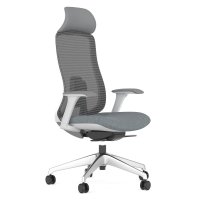 Scaun ergonomic Lido-H, light grey, cu baza aluminiu