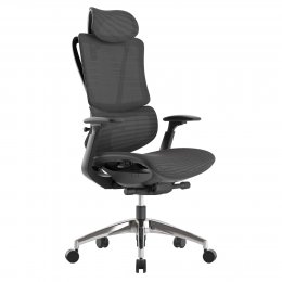 Scaun ergonomic Marco-H, negru, cu baza aluminiu